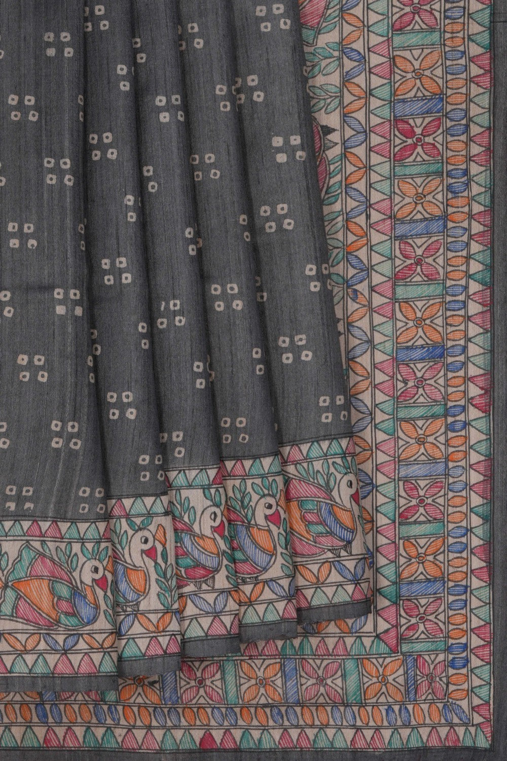 Image of Tussar Silk Grey Saree